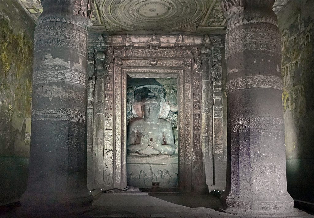 Interior of an Ajanta cave for the visitor guide article